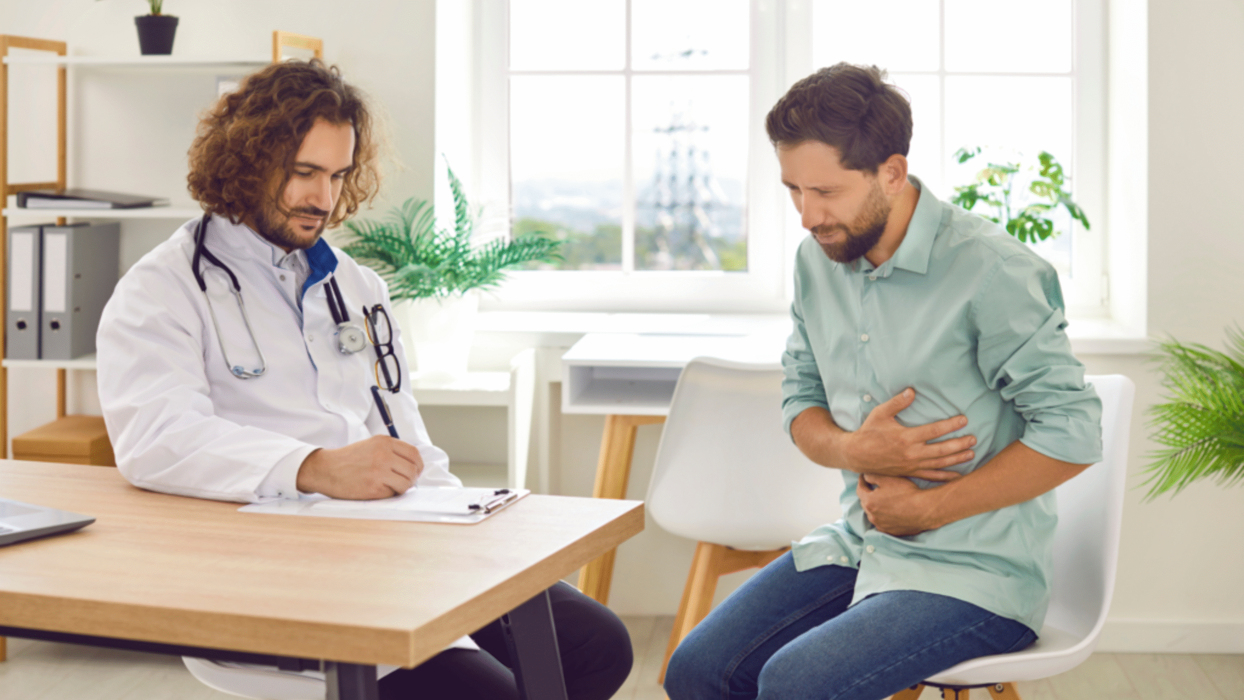 Man at ER with stomach pain