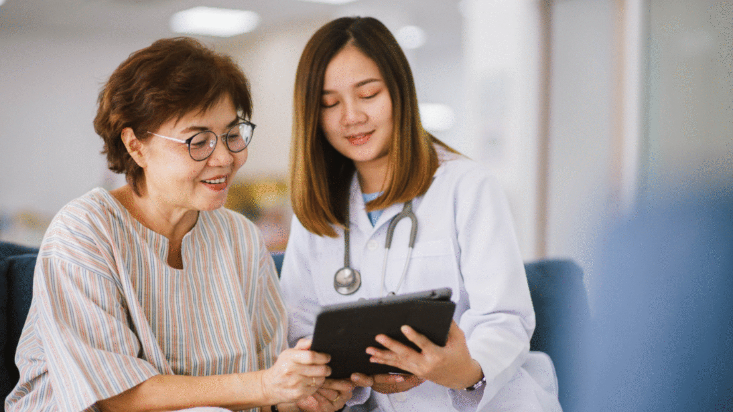Doctor discusses health facts with patient
