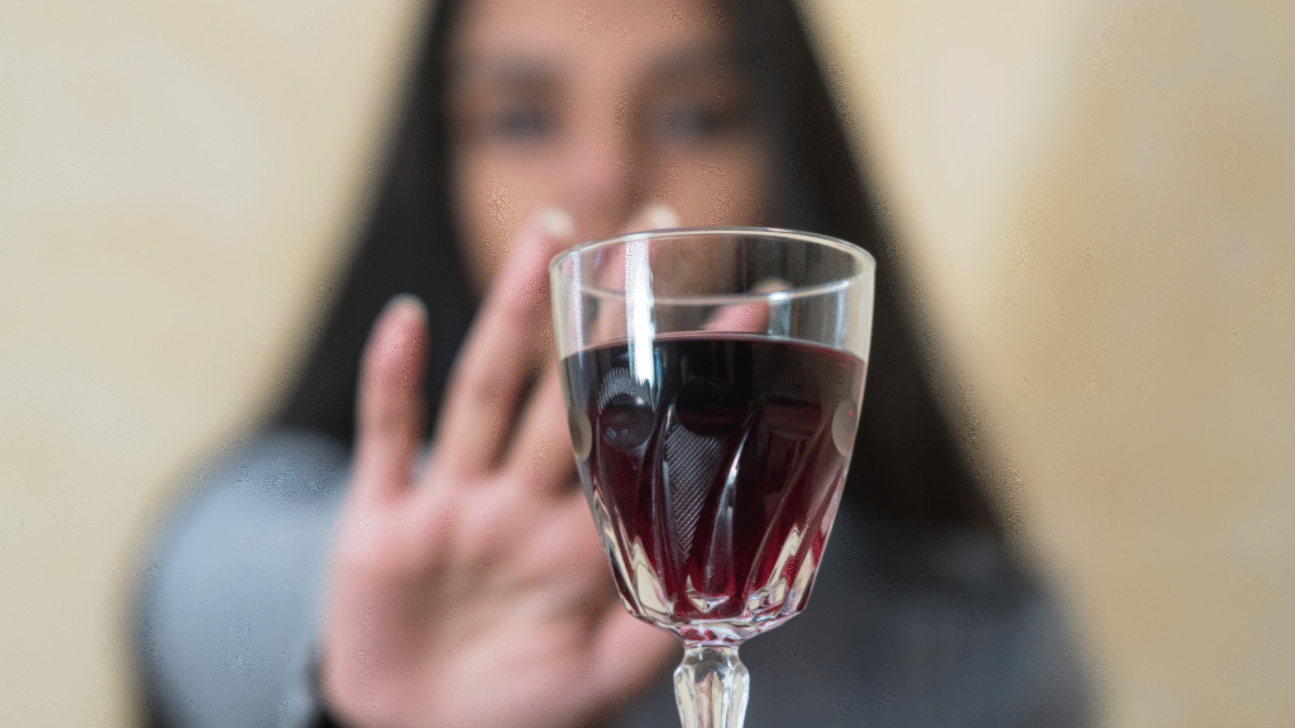 lady with red wine glass